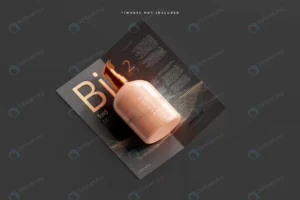 cosmetic pump bottle mockup with bi fold brochure crc7b211008 size64.18mb 1 - title:Home - اورچین فایل - format: - sku: - keywords: p_id:18