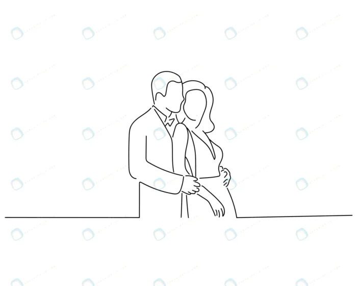 couple their wedding sketch continuous line art i crc2b73bfff size0.54mb - title:وکتور تصویر خطی زوج جوان - اورچین فایل - format:EPS - وکتور - sku:crc2b73bfff - keywords: p_id:76873
