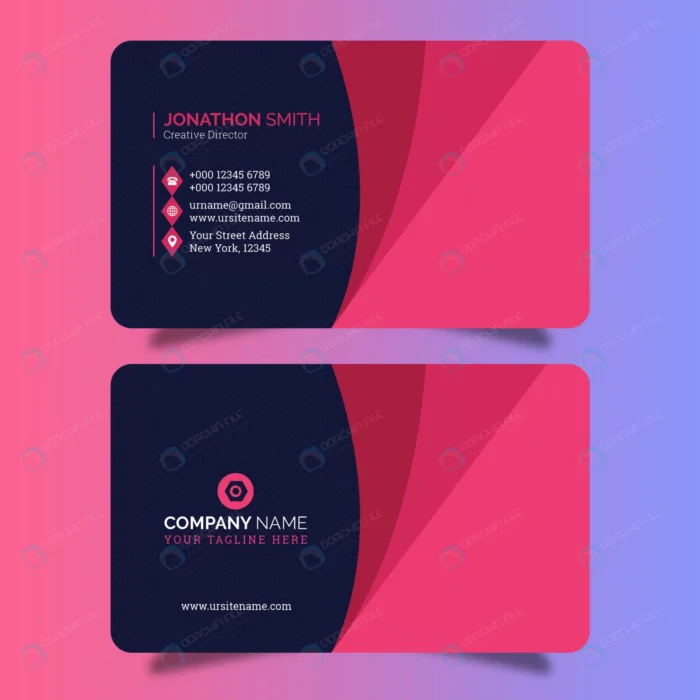 creative business card template 1.webp crcf4f70fa4 size1.29mb 1 - title:کارت ویزیت لایه باز شرکت و بیزنس با تم صورتی و مشکی - اورچین فایل - format:PSD - فتوشاپ - sku:crcf4f70fa4 - keywords: p_id:48033