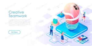 creative teamwork isometric landing page template crc32cd930b size6.58mb - title:Home - اورچین فایل - format: - sku: - keywords: p_id:18