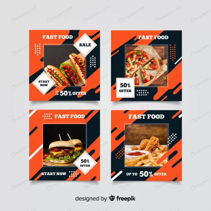 culinary instagram post collection with photo crcad7da22b size1.81mb - title:پست اینستاگرام رستوران با تخفیف غذا - اورچین فایل - format:EPS - وکتور - sku:crcad7da22b - keywords: p_id:92975