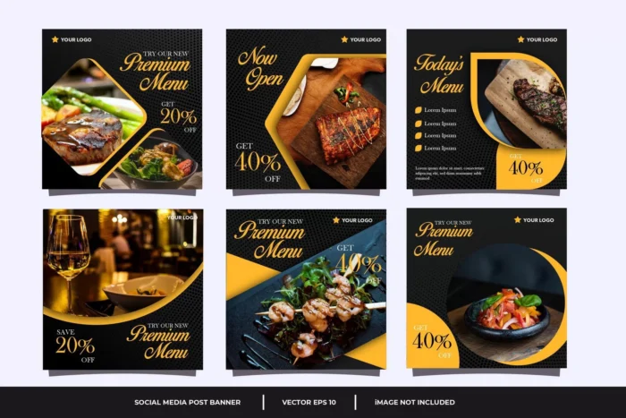 culinary social media post template set crc8119182e size4.45mb - title:قالب پست اینستاگرام برای منوی رستوران و فست فود - اورچین فایل - format:EPS - وکتور - sku:crc8119182e - keywords: p_id:32763