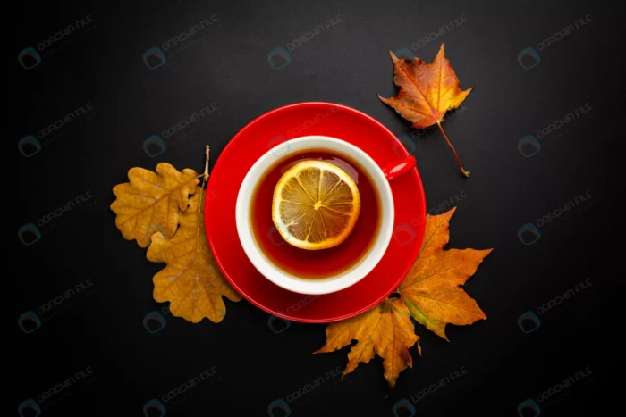 cup tea with autumn leaves crcea37a75b - title:عکس فنجان چای و برگ های پاییزی - اورچین فایل - format:JPG - استوک - sku:crcea37a75b - keywords: p_id:62596