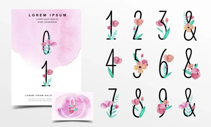 cute alphabet number decorated with flower waterc crc36dfdb5d size35.22mb - title:اعداد انگلیسی فانتزی با استایل آبرنگ - اورچین فایل - format:EPS - وکتور - sku:crc36dfdb5d - keywords: p_id:37981