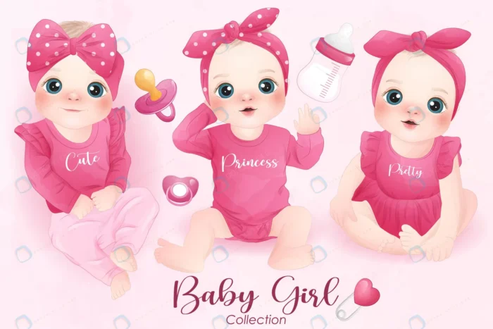 cute baby girl watercolor style collection crc2991bf67 size9.25mb - title:دانلود مجموعه وکتور دختر بچه - اورچین فایل - format:EPS - وکتور - sku:crc2991bf67 - keywords: p_id:79711
