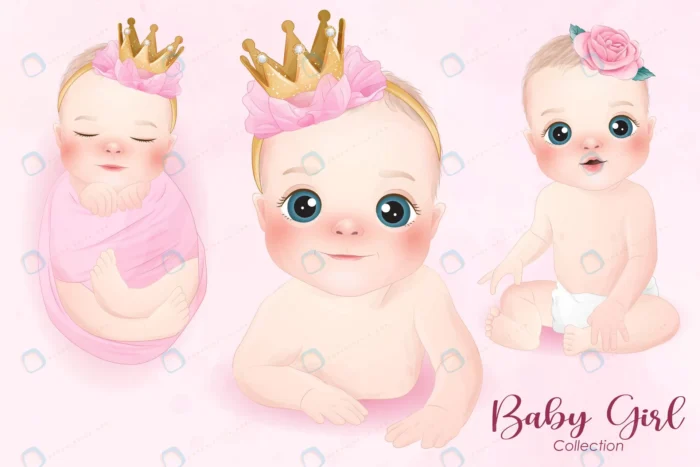 cute baby girl watercolor style collection 2 crcb689ad65 size8.92mb - title:دانلود مجموعه وکتور نوزاد دختر - اورچین فایل - format:EPS - وکتور - sku:crcb689ad65 - keywords: p_id:79713