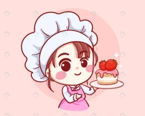 cute bakery chef girl holding cake smiling c - title:Home - اورچین فایل - format: - sku: - keywords: p_id:18