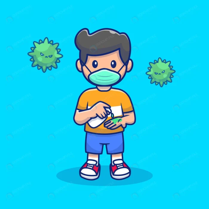 cute boy hand sanitizer icon illustration corona crc446926c3 size0.81mb - title:کاراکتر پسر با ماسک و مایع ضد عفونی - اورچین فایل - format:EPS - وکتور - sku:crc446926c3 - keywords: p_id:61670