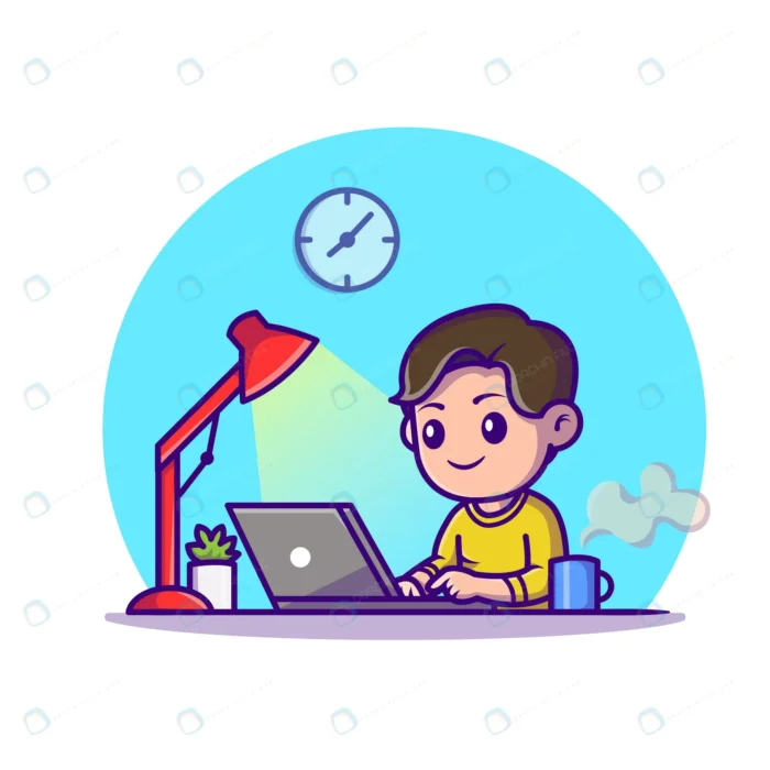 cute boy study with laptop cartoon icon illustrat crc090227f0 size1.30mb - title:وکتور کاراکتر پسر نوجوان در حال کار با لپ تاپ - اورچین فایل - format:EPS - وکتور - sku:crc090227f0 - keywords: p_id:61714