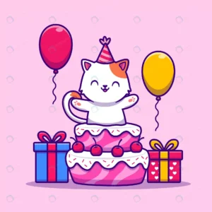 cute cat birthday party with cake gift balloon car rnd498 frp11291567 - title:Home - اورچین فایل - format: - sku: - keywords: p_id:18