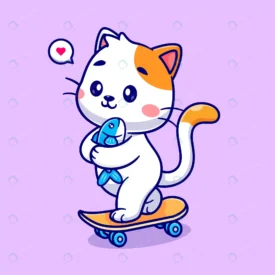 cute cat holding fish skateboard cartoon vector i crc1c4ddeba size1.73mb - title:Home Main - اورچین فایل - format: - sku: - keywords: p_id:18