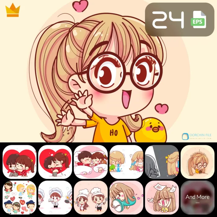 cute character 4b - title:کالکشن ۲۴ کاراکتر بامزه دوست داشتنی - اورچین فایل - format:EPS - وکتور - sku:crcv24cute4 - keywords: p_id:39303
