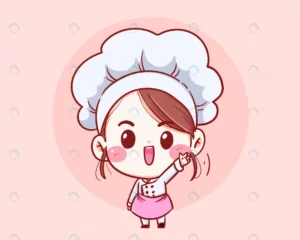 cute chef girl smiling cartoon art illustrat - title:Home - اورچین فایل - format: - sku: - keywords: p_id:18