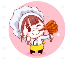 cute chef with grilled skewered milk pork th 1 - title:Home - اورچین فایل - format: - sku: - keywords: p_id:18