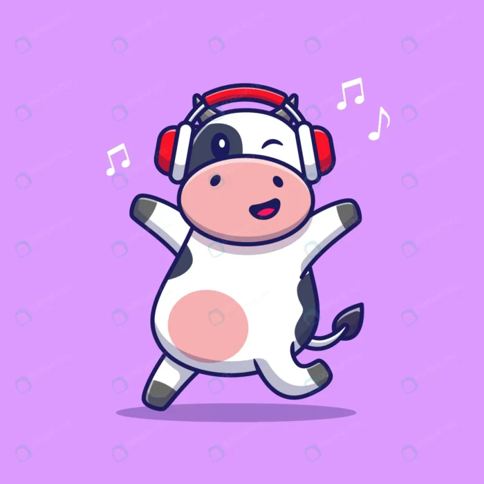 cute cow listening music with headphone cartoon a crc196f9eb2 size0.61mb - title:کاراکتر گاو با هدفون - اورچین فایل - format:EPS - وکتور - sku:crc196f9eb2 - keywords: p_id:77707