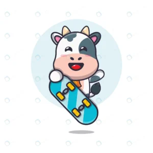 cute cow mascot cartoon character with skateboard crc8b4ef830 size1.35mb - title:Home - اورچین فایل - format: - sku: - keywords: p_id:18