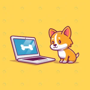 cute dog with laptop cartoon icon illustration ani rnd521 frp8882502 - title:Home - اورچین فایل - format: - sku: - keywords: p_id:18