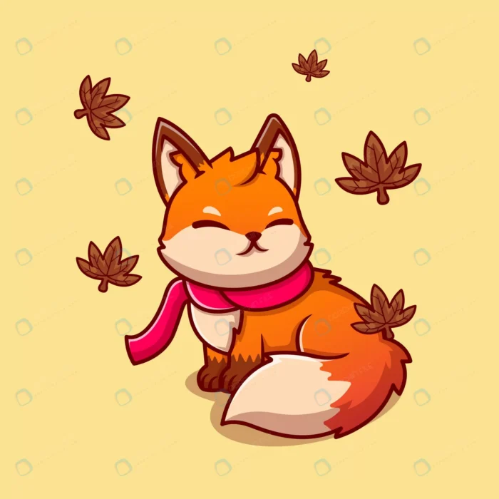 cute fox sitting with scarf autumn cartoon icon i crc6bced779 size1.25mb - title:وکتور روباه با برگ های پاییزی - اورچین فایل - format:EPS - وکتور - sku:crc6bced779 - keywords: p_id:77717