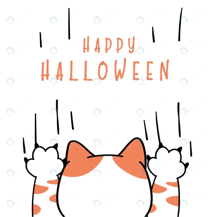 cute funny cat playful ghost paw happy halloween crc4e326a9f size970.23kb 1 - title:وکتور تبریک هالووین - اورچین فایل - format:EPS - وکتور - sku:crc4e326a9f - keywords: p_id:43406