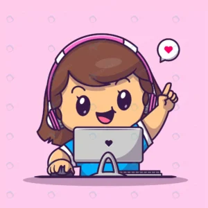 cute gamer girl playing computer cartoon vector i crc3ed5131f size1.64mb - title:Home - اورچین فایل - format: - sku: - keywords: p_id:18