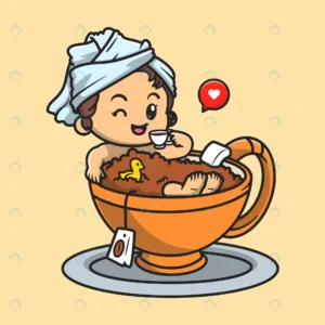 cute girl bathing cup tea cartoon vector icon ill crcbab21ef7 size2.13mb - title:Home - اورچین فایل - format: - sku: - keywords: p_id:18