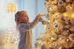 cute girl decorating christmas tree home crc4431d532 size5.3mb 4000x2667 - title:Home - اورچین فایل - format: - sku: - keywords: p_id:18