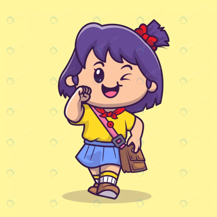 cute girl going school cartoon vector icon illust crcdcae70bb size1.70mb - title:وکتور دختر در حال رفتن به مدرسه - اورچین فایل - format:EPS - وکتور - sku:crcdcae70bb - keywords: p_id:61794