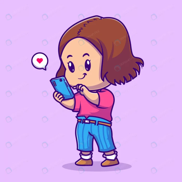 cute girl playing smartphone cartoon vector icon crc42c9e120 size1.12mb - title:کاراکتر کارتونی دختر با گوشی موبایل - اورچین فایل - format:EPS - وکتور - sku:crc42c9e120 - keywords: p_id:61828
