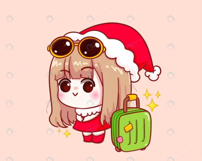 cute girl santa claus costume with suitcase illus crc01dff08e size2.42mb - title:عکس کارتونی دختر کریسمس با چمدان - اورچین فایل - format:EPS - وکتور - sku:crc01dff08e - keywords: p_id:36120