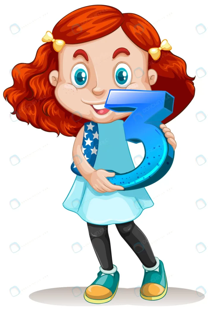 cute girl with red hair holding math number three crc30e43cda size3.49mb - title:دانلود وکتور کارتونی برای آموزش اعداد - اورچین فایل - format:EPS - وکتور - sku:crc30e43cda - keywords: p_id:40330