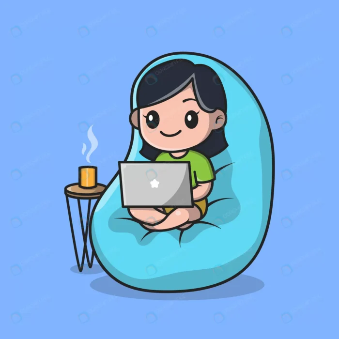 cute girl working laptop cartoon crc3e38279f size0.98mb - title:کاراکتر دختر در حال کار با لپ تاپ در منزل - اورچین فایل - format:EPS - وکتور - sku:crc3e38279f - keywords: p_id:61854