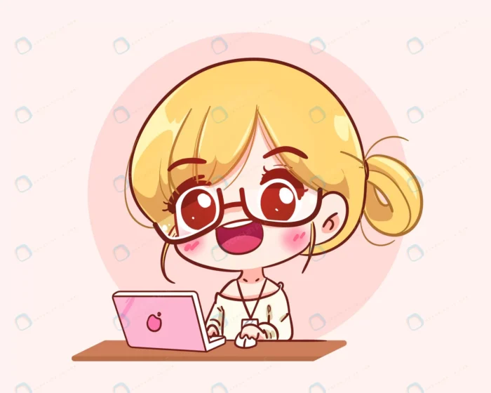 cute girl working with laptop logo banner hand dr crcf52c6da4 size4.66mb - title:دختر فریلنسر در حال کار با لپ تاپ - اورچین فایل - format:EPS - وکتور - sku:crcf52c6da4 - keywords: p_id:78155