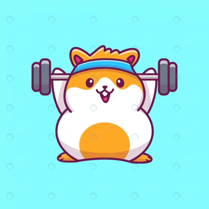 cute hamster gym fitness icon illustration hamste crc278515eb size0.55mb - title:کاراکتر همستر وزنه بردار - اورچین فایل - format:EPS - وکتور - sku:crc278515eb - keywords: p_id:77725