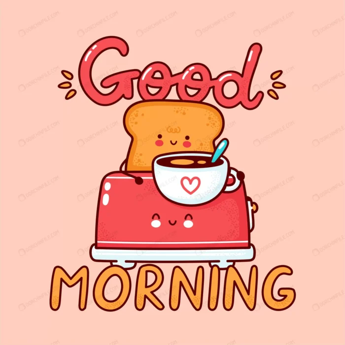 cute happy toast with coffee mug toaster flat lin crcebb1ffc2 size2.50mb - title:وکتور کارتونی نان تست در توستر - اورچین فایل - format:EPS - وکتور - sku:crcebb1ffc2 - keywords: p_id:94181