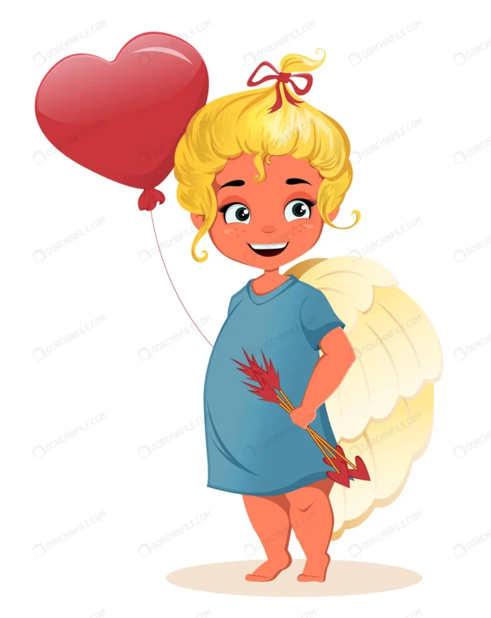 cute little girl angel happy valentine day crcd05d381d size2.92mb - title:وکتور دختر فرشته با بادکنک قرمز - اورچین فایل - format:EPS - وکتور - sku:crcd05d381d - keywords: p_id:105645