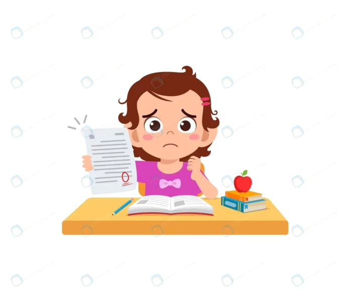 cute little girl feel sad because get bad grade f crc04fec358 size668.6kb 1 - title:کاراکتر دانش آموز دختر ناراحت - اورچین فایل - format:EPS - وکتور - sku:crc04fec358 - keywords: p_id:43555