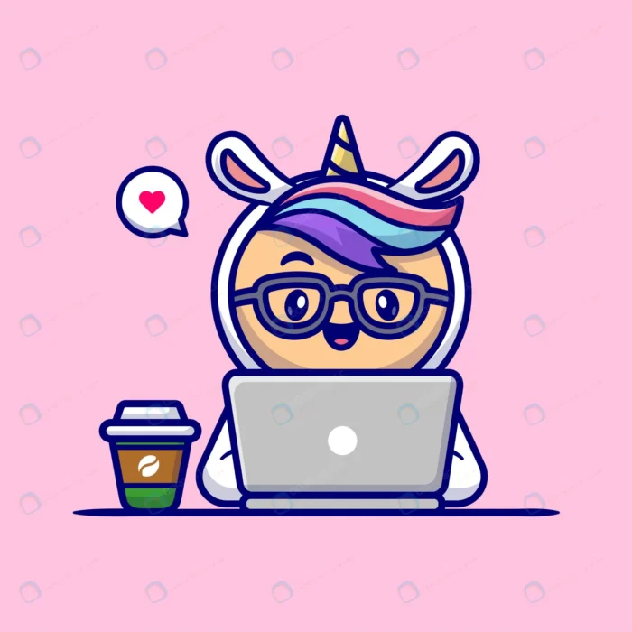 cute man wearing unicorn costume working laptop w crcc0740b9a size1.55mb - title:وکتور کاراکتر بامزه با لباس اسب تک شاخ - اورچین فایل - format:EPS - وکتور - sku:crcc0740b9a - keywords: p_id:61864