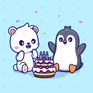 cute polar bear penguin with birthday cake cartoon rnd878 frp27527274 - title:Home - اورچین فایل - format: - sku: - keywords: p_id:18