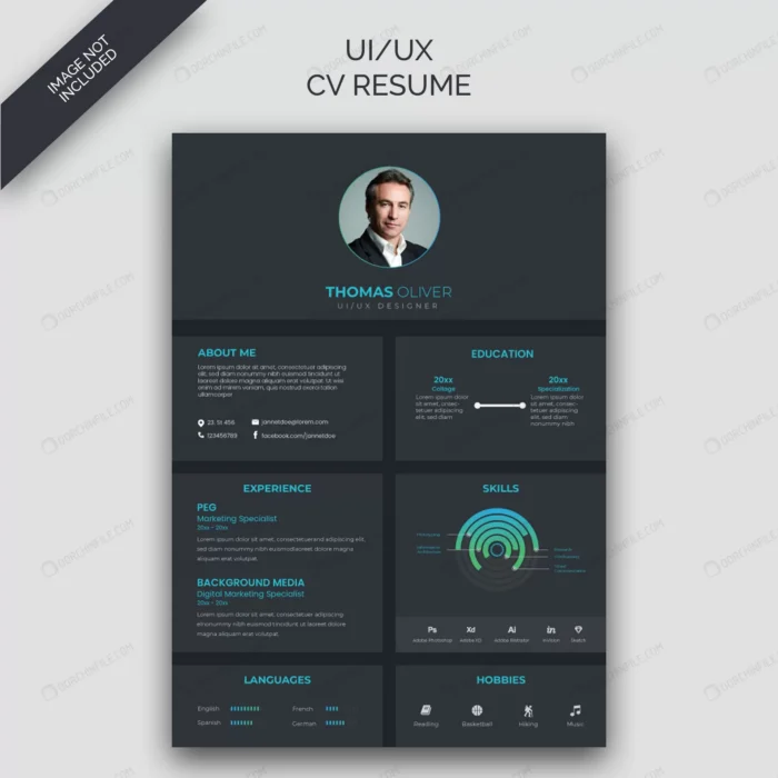cv resume template 5 crc3e6233f1 size2.95mb - title:رزومه کاری مشکی رنگ - اورچین فایل - format:EPS - وکتور - sku:crc3e6233f1 - keywords:رزومه کاری مشکی رنگ p_id:101633