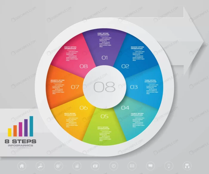 cycle arrow chart infographic data presentation crc3c86a250 size4.55mb - title:وکتور اینفوگرافیک 8 مرحله ای - اورچین فایل - format:EPS - وکتور - sku:crc3c86a250 - keywords: p_id:98947