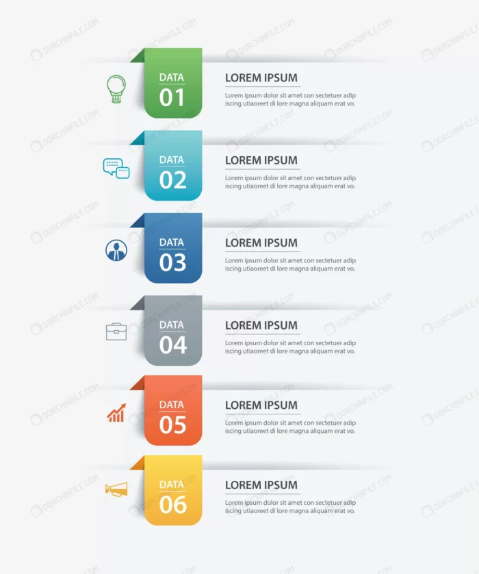 data infographics tab paper index template crc1cedec29 size2.95mb - title:وکتور اینفوگرافی 6 مرحله ای - اورچین فایل - format:EPS - وکتور - sku:crc1cedec29 - keywords: p_id:98951