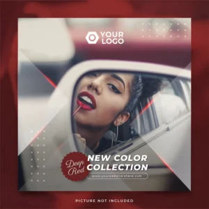 deep red lipstick new color collection instagram post template - title:Home - اورچین فایل - format: - sku: - keywords: p_id:18