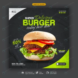 delicious burger food menu social media banner tem rnd895 frp22639132 - title:Home - اورچین فایل - format: - sku: - keywords: p_id:18