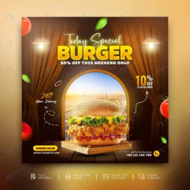 delicious burger food menu social media promotion crc4b3b7ae8 size8.93mb - title:Home Main - اورچین فایل - format: - sku: - keywords: p_id:18