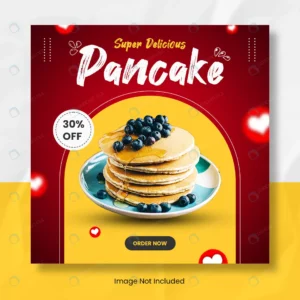 delicious pancake instagram post banner template. crc4287469d size2.49mb - title:Home - اورچین فایل - format: - sku: - keywords: p_id:18