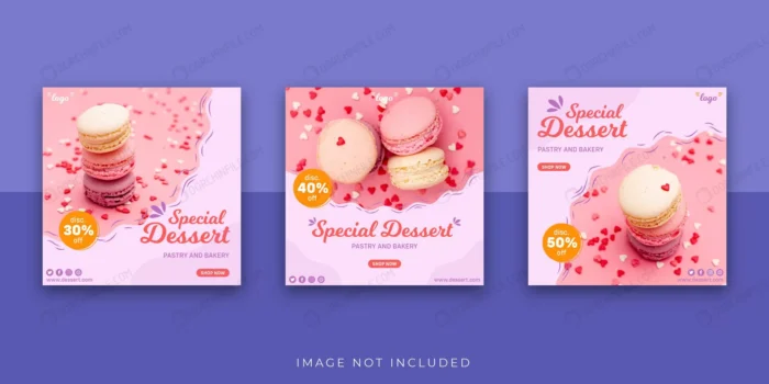 dessert social media post template bundle crc98764ff7 size3.04mb - title:پست اینستاگرام ویژه تخفیف محصولات - اورچین فایل - format:EPS - وکتور - sku:crc98764ff7 - keywords:پست اینستاگرام ویژه تخفیف محصولات p_id:102137