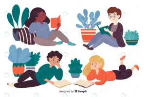 different young people reading together illustrat crc5a88f404 size2.74mb - title:Home - اورچین فایل - format: - sku: - keywords: p_id:18