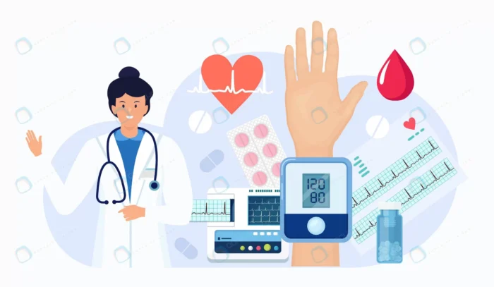 doctor measuring patient blood pressure with sphy crccc60cc6e size1.47mb 1 - title:وکتور فلت کارتونی پزشکی - اورچین فایل - format:EPS - وکتور - sku:crccc60cc6e - keywords: p_id:46348