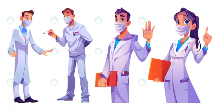 doctors nurses face masks crc017a2631 size3.00mb - title:کاراکتر دکتر و پرستار با ماسک پزشکی - اورچین فایل - format:EPS - وکتور - sku:crc017a2631 - keywords: p_id:77571