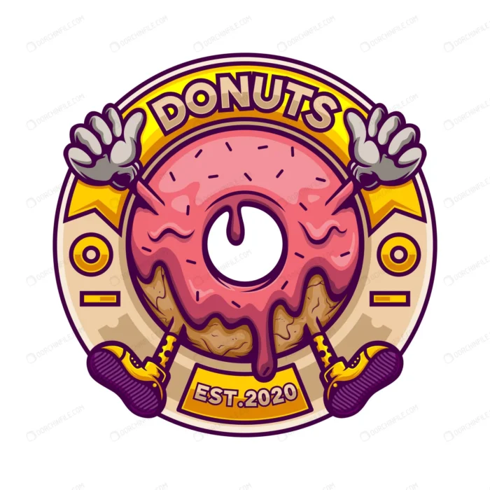 donut logo mascot circle badge crcc737ecc0 size1.13mb - title:لوگو دونات با فرمت وکتور - اورچین فایل - format:EPS - وکتور - sku:crcc737ecc0 - keywords: p_id:96707